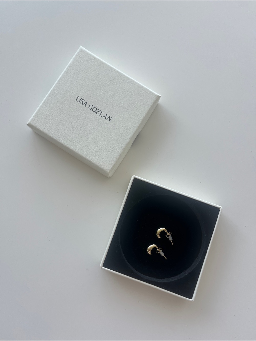 Lisa Gozlan Gold Crescent Stud Earrings
